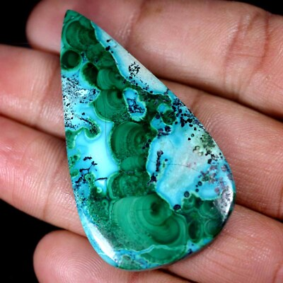 #ad 76.55 Cts 100% Natural Malachite Chrysocolla Cabochon Excellent Gemstone LR21 $13.79