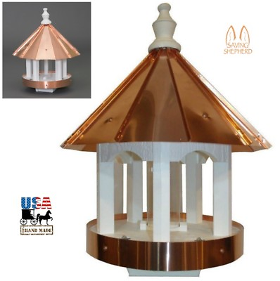 #ad 24” COPPER TOP BIRD FEEDER Post Mount Ventilated Drains Amish Handmade in USA $299.99
