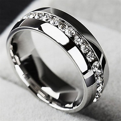 #ad Menamp;Women CZ Couple Stainless Steel Wedding Rings Titanium Engagement Band Ring□ $1.49