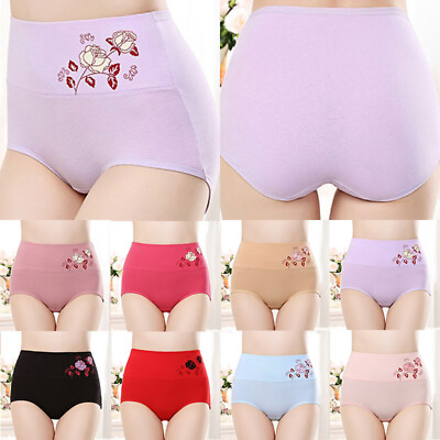 #ad High Waist Pants Cotton Panties Lady Briefs Underwear Lingerie Soft Floral Ṅ $3.81
