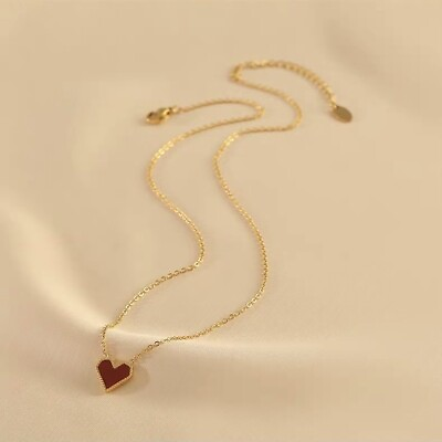 #ad 18K Gold Plated Red Heart Pendant Necklace for Women $12.98