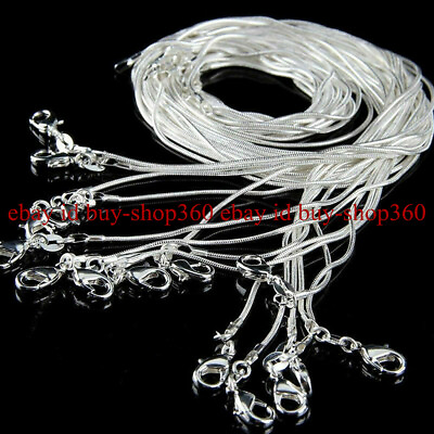 #ad 10PCS Wholesale 925 Sterling Solid Silver 1mm Snake Chain Necklace $7.99
