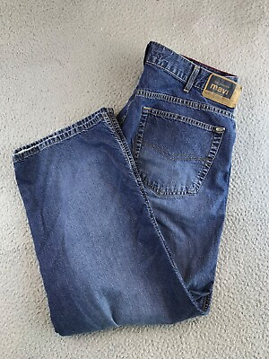 #ad Mavi Jeans Men#x27;s 38 30 Blue Denim Wide Straight Leg Medium Wash Pockets Logo $19.90