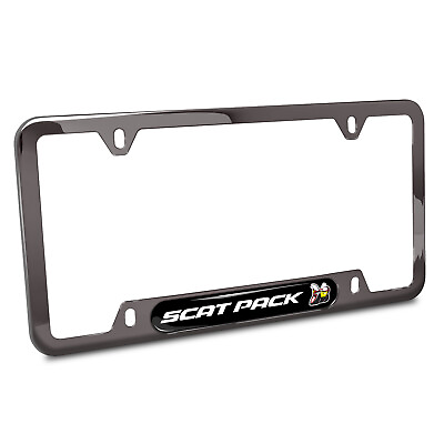 #ad Dodge Scat Pack Full Color Black Insert Gunmetal Chrome Plate Frame $45.99