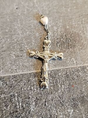 #ad Silver Jesus cross pendant heart religious charm accessory $8.78