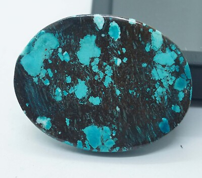 #ad AAA 86.1 Ct Natural Black Spiderweb Turquoise Blue Untreated Oval Cut Gemstone $17.55