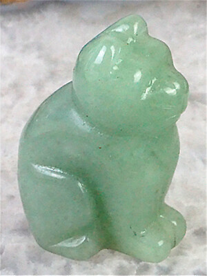 #ad BR13838 47x32x20mm Natural Green Aventurine Carved Hairless Cat Figurine $7.19