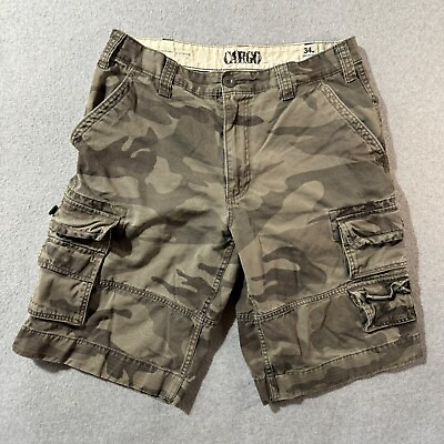 #ad Roundtree Shorts Men 34 Cargo Camouflage Pockets Cotton Relaxed Low Waist Army $20.00