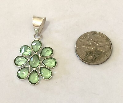 #ad Fashion Pendant Pale Green Stones in a Flower Like Setting $3.40