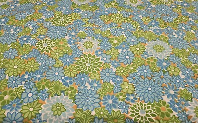 #ad Vintage Style House Percale Flower Child 1970#x27;s Print Double Flat Sheet Only $25.95
