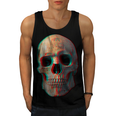 #ad Wellcoda 3D Human Skeleton Skull Mens Tank Top Devil Active Sports Shirt GBP 15.99