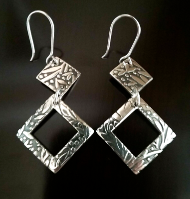#ad Erick#x27;s Sterling Silver Floral Engravings Earrings Taxco.925 $72.00