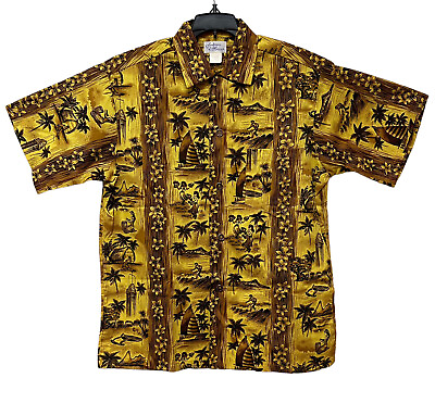 #ad Vintage Fashions of Hawaii Retro Hawaiian Print Men#x27;s Shirt Size M $43.00