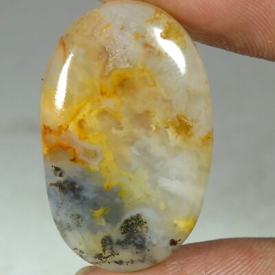 #ad 100% Natural Plume Agate Oval Cabochon Loose Gemstones 29.60Cts 18x 29x 06mm $9.99