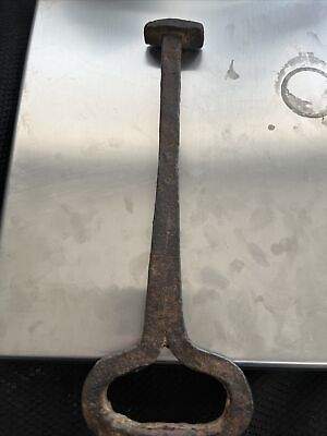 #ad antique vintage 10” cast iron tool unsure of original purpose. AD $25.00