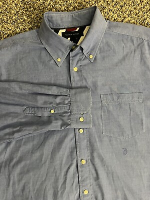 #ad Tommy Hilfiger Mens Shirt Large Blue Button Down $17.75