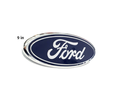 #ad FORD BLUE 9 INCH Emblem For Front Grille Tailgate Oval Badge Chrome Logo 2004 16 $125.99