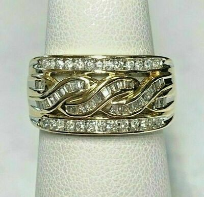 #ad 2Ct Round Baguette Unique Diamond Wedding Simulated Band 14K Yellow Gold Finish $111.99