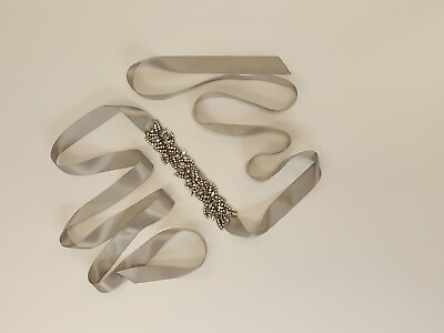 #ad Bridal sash wedding belt with rhinestone crystal on silver platinum satin ribbon $19.99