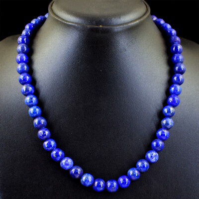 #ad 316.00 Cts Earth Mined Round Shape Blue Lapis Lazuli Beads Necklace NK 05E85 $55.00