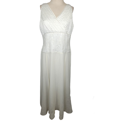 #ad Off White Beaded Sleeveless Maxi Dress Size 14 $31.50