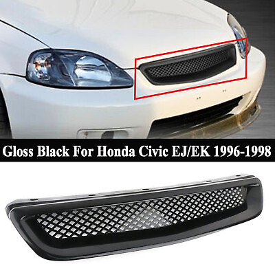#ad For Honda Civic EJ EK 96 1998 JDM Type R Glossy Black ABS Front Hood Grille Mesh $15.59