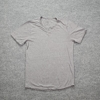 #ad Lucky Brand Mens Tshirt Henley Preppy Casual Essential Gray Sz Medium $11.99