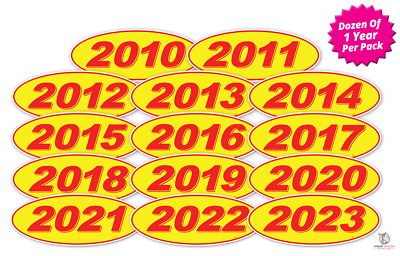 #ad Oval Model Years Vinyl Car Window Stickers Red Yellow 12 of 1 Year Per Pack $18.52