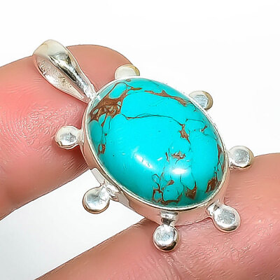 #ad Copper Blue Turquoise 925 Sterling Silver Plated Pendant 1.37quot; P7355 31 $14.40