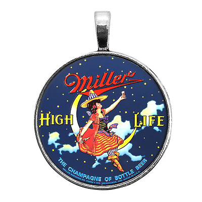 #ad Miller High Life Enamel Sign Key Ring Necklace Cufflinks Tie Clip Ring Earrings $12.95