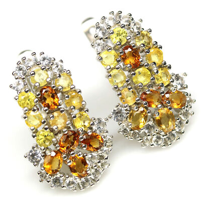 #ad Shola Real Natural Multicoloured Sapphire Earrings Sterling Silver E470 $111.00