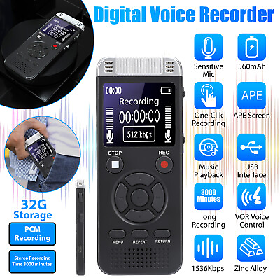 #ad Rechargeable Digital Voice Activated Recorder Audio Sound Dictaphone MP3 Player $28.98
