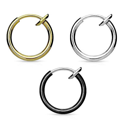 #ad 925 Stainless Steel 13mm Yellow Gold Silver Nose Tongue Unisex Ring $42.00