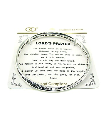 #ad 4030015 The Lord#x27;s Prayer Twisted Bangle Bracelet Our Father Christian Religious $10.97