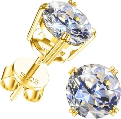 #ad Moissanite Earrings Studs 1 CTW NIB YELLOW GOLD Plated Over Sterling $39.96