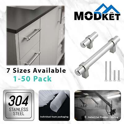 #ad Brushed Nickel Modern Cabinet Handles Pulls Knobs Kitchen Hardware Stainless $71.15