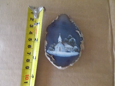#ad Refrigerator Fridge Magnet Hand Painted Country Church Agate stone Beautiful $18.00
