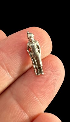 #ad Charm Sterling Silver Soldier Military Pendant Vintage 3D $18.00