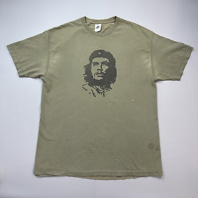 #ad Vintage Che Guevara Shirt Mens XL Olive Green Cuba Revolution Rage Skate 90s Y2K $34.95