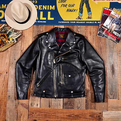 #ad American Vintage Slash Jacket Cowhide Leather Jacket Biker Short Section $289.00