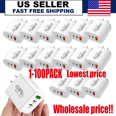 #ad Dual PD 40W Fast Wall Charger Power Adapter For iPhone 15 Pro Max 14 13 Plus lot $342.79