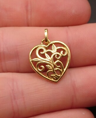 #ad Unusual Gold On 925 Sterling Silver Heart Pendant. Beautiful Piece 🇬🇧 GBP 30.00