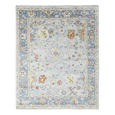 #ad 8#x27;1quot;x9#x27;10quot; Blue Supple Hand Knotted Oushak Natural Wool Oriental Rug R84574 $1261.80