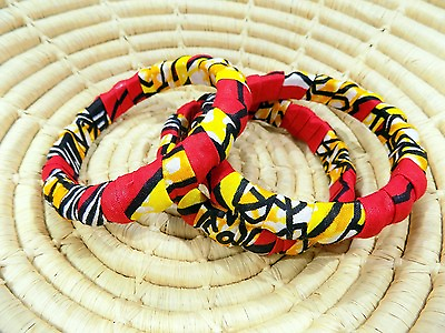 #ad African Fancy Wax Print Kitenge Ankara Fabric Bangle Set new bracelets jbak147 $9.97