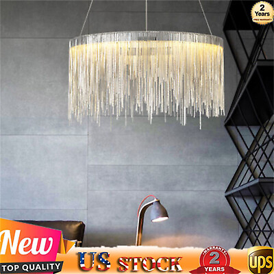 #ad Modern Round Metal Tassel Linear Chandelier Pendant Hanging Lighting Fixture 60w $104.50