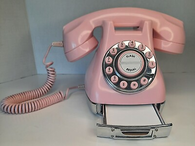 #ad Retro✶Vintage✶Original Pink Metro Phone With Note Drawer And Note Pad $54.75
