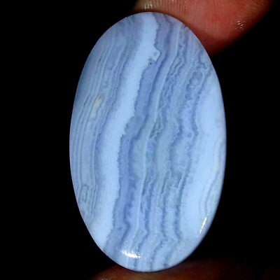 #ad 44.80Cts Natural Blue Lace Agate Oval Cabochon Loose Gemstone $8.99