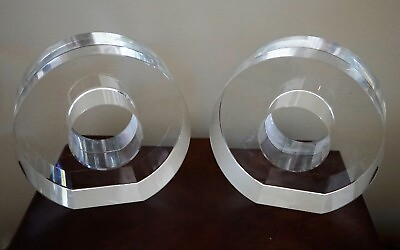 #ad Pair of Solid Glass Block Bookends Shaped like Doughnut Holes From Grace Home $135.00