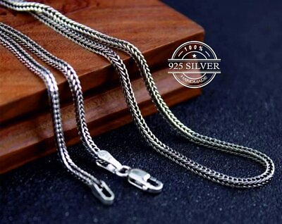 #ad Men#x27;s Oxidized Franco Chain Necklace 2mm 925 Sterling Silver Lobster Bali Chain $28.34