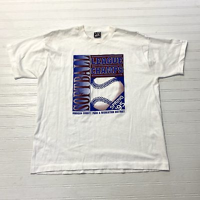#ad Vintage FOTL Best White Short Sleeve Kansas Softball Basic T Shirt Men Size XL $17.00